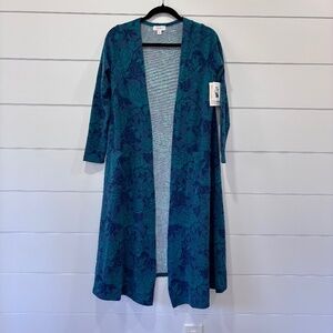 NWT LulaRoe Sarah duster roses pattern blue hues size S